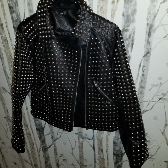 Black studded leather jacket - Picture 1 of 7